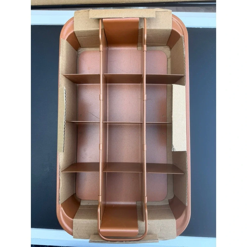 Copper Chef Bake & Crisp Pan 4 Piece Set Non-Stick Brownie Pan with Lid 11x7x2